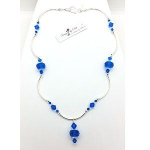 Blue Glass & Crystal Necklace